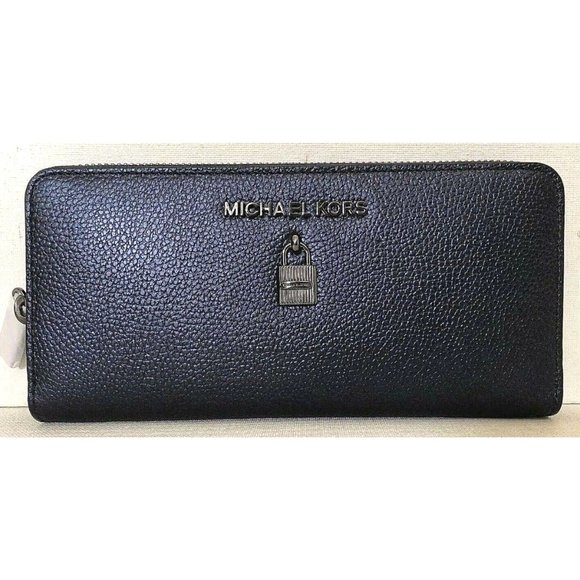 New Michael Kors Adele Zip Around Continental Wallet Leather Midnight / gift Box - Picture 2 of 7